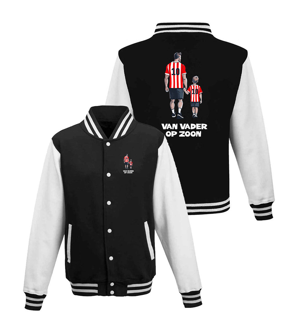 Varsity jas - Van Vader op Zoon - logo achter